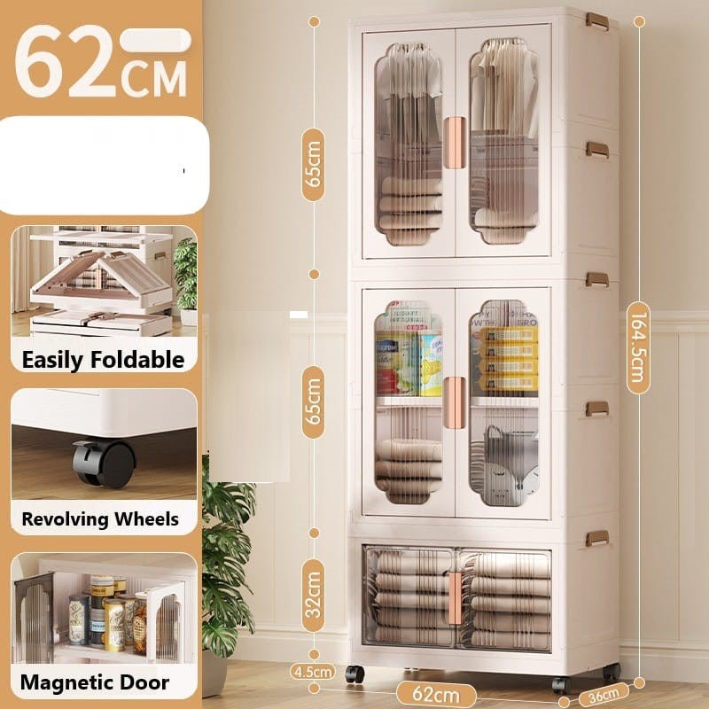 62 CM Slim All-in-One Storage Cabinet – Shoe Rack, Bookshelf & Wardrobe Organizer