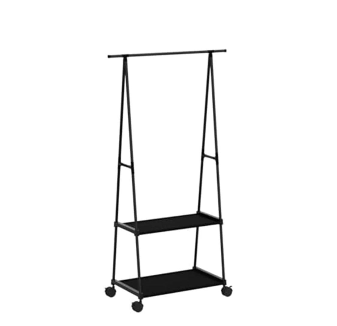 Black &whiteZiyara Dual Layer Cloth Rack | Single Hanging Rod With Wheels For Multi Purpose no on