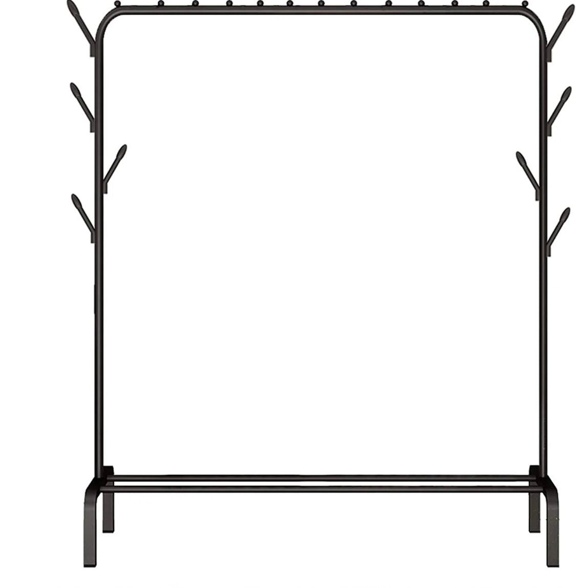 Ziyara Freestanding Hanging Metal Clothes Rack With Storage Shelf And Side Hooks