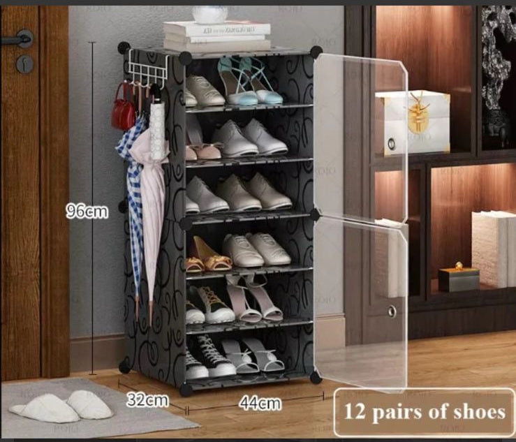 Retro Black 12 pair Shoe Rack – ZIYARA