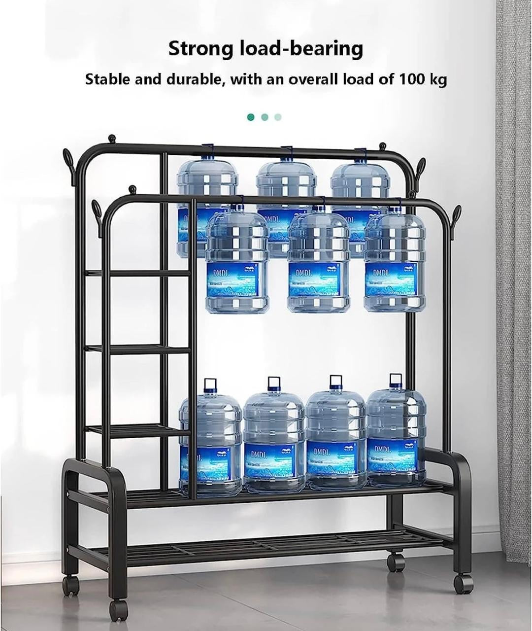 white and black   Ziyara Double Rods Portable Garment Rack Wide Clothes Rail,Metal Clothes Rack With 2 Hanging Rails, 4 Hooks, 4 Side Shelves, And 2 Down Shelves, For Storing Shoes And Clothes